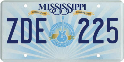 MS license plate ZDE225