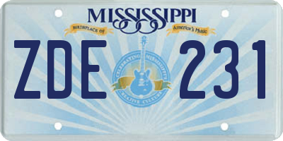 MS license plate ZDE231