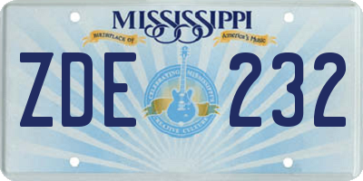 MS license plate ZDE232