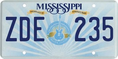 MS license plate ZDE235
