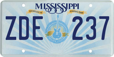 MS license plate ZDE237
