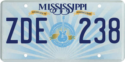 MS license plate ZDE238