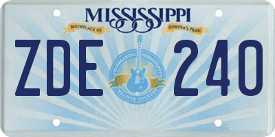 MS license plate ZDE240