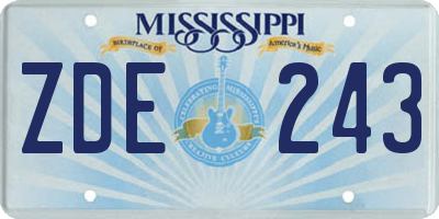 MS license plate ZDE243