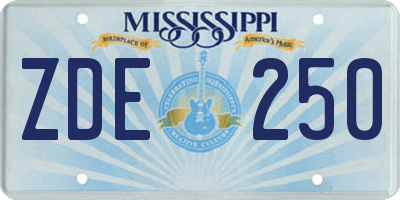 MS license plate ZDE250