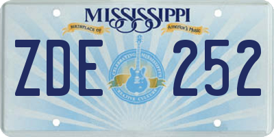 MS license plate ZDE252