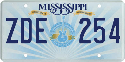 MS license plate ZDE254