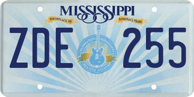 MS license plate ZDE255