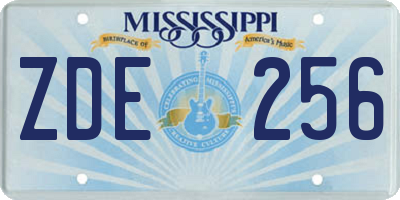 MS license plate ZDE256