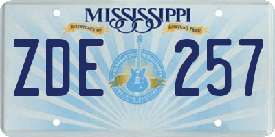 MS license plate ZDE257
