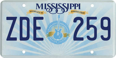 MS license plate ZDE259