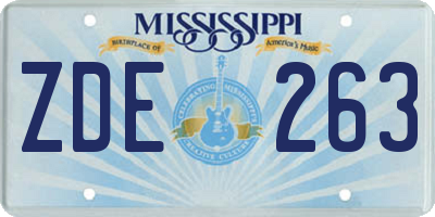 MS license plate ZDE263
