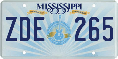 MS license plate ZDE265