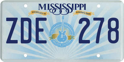 MS license plate ZDE278
