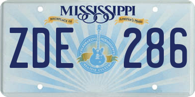MS license plate ZDE286
