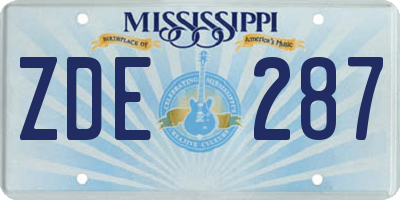 MS license plate ZDE287
