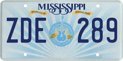 MS license plate ZDE289