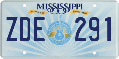 MS license plate ZDE291
