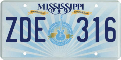 MS license plate ZDE316