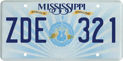 MS license plate ZDE321