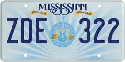 MS license plate ZDE322