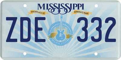 MS license plate ZDE332