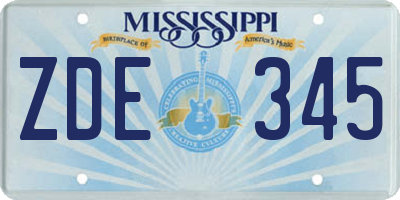 MS license plate ZDE345