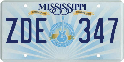 MS license plate ZDE347