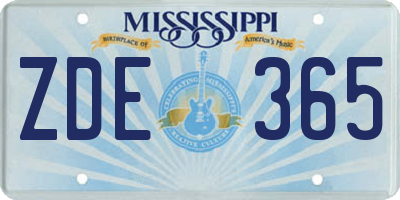 MS license plate ZDE365