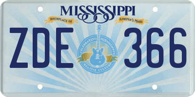 MS license plate ZDE366