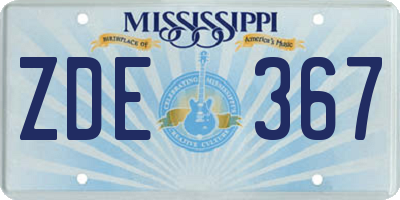 MS license plate ZDE367