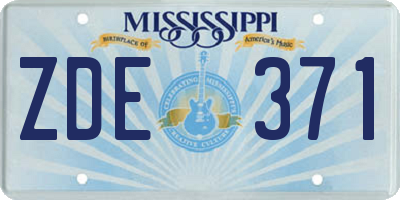 MS license plate ZDE371