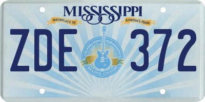 MS license plate ZDE372