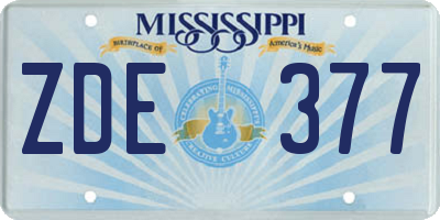 MS license plate ZDE377