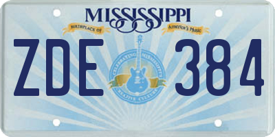 MS license plate ZDE384