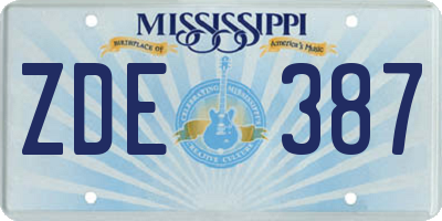 MS license plate ZDE387