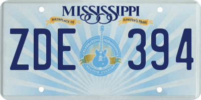 MS license plate ZDE394