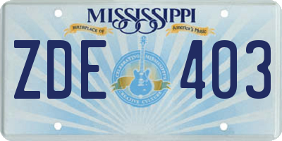 MS license plate ZDE403