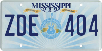 MS license plate ZDE404