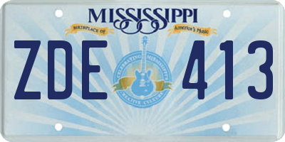 MS license plate ZDE413