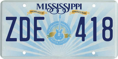MS license plate ZDE418
