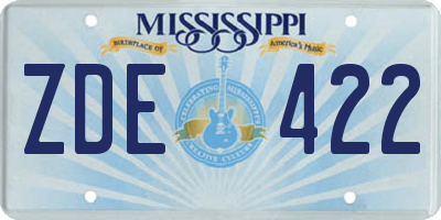 MS license plate ZDE422
