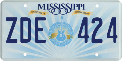 MS license plate ZDE424