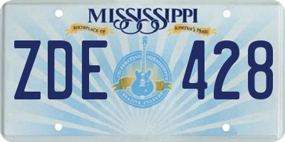 MS license plate ZDE428