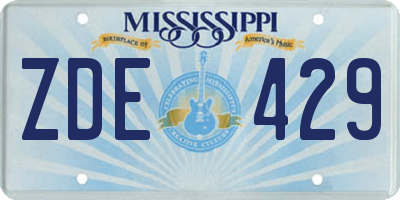 MS license plate ZDE429