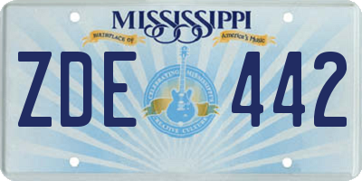 MS license plate ZDE442