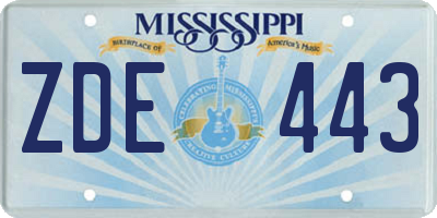 MS license plate ZDE443