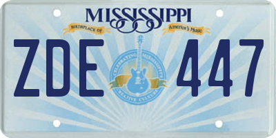 MS license plate ZDE447