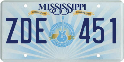 MS license plate ZDE451