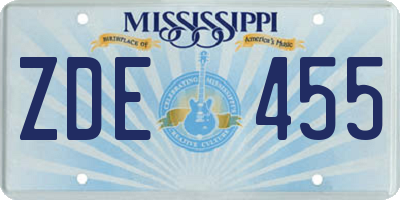 MS license plate ZDE455